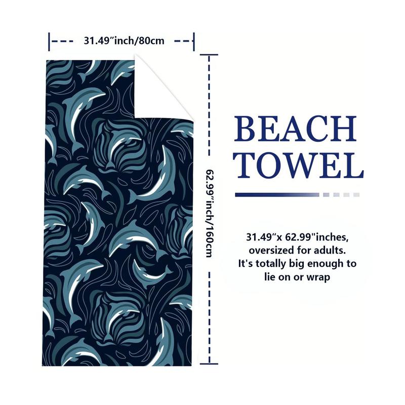 Abstract Wave Pattern Beach Towel, Portable Foldable Large Bath Towel, Multifunctional Towel for Beach Vacation Outdoor Picnic 1