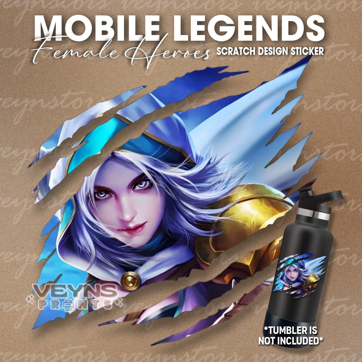 MOBILE LEGENDS FEMALE HEROES ML LOGO SCRATCH DESIGN WATERPROOF STICKER ...