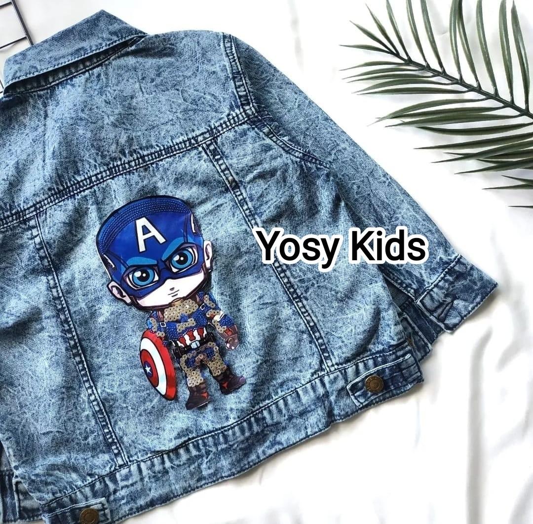 JAKET JEANS ANAK GAMBAR 3D,LOL NYALA KARAKTER SUPER HERO, BULU, PITA& POLOS USIAH 1-10 TAHUN,PEREMPUAN/LAKI-LAKI Denim dasar 3-4 tahun