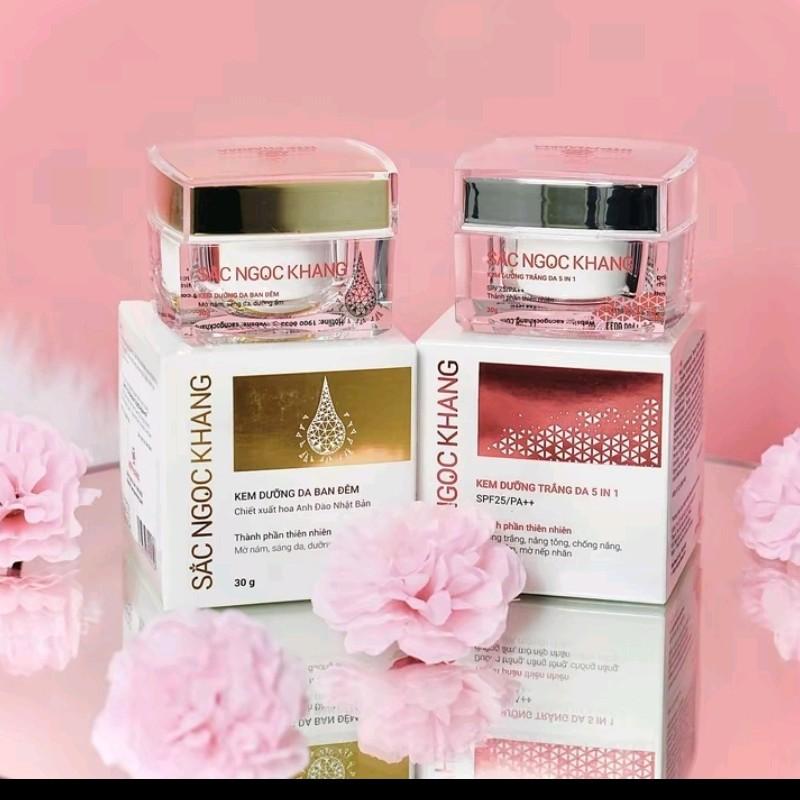 Combo Kem Dưỡng Da Ngày và Đêm Sắc Ngọc Khang 30g - Dưỡng Trắng, Mờ Nám, Bảo Vệ SPF25+/PA++ - Skincare