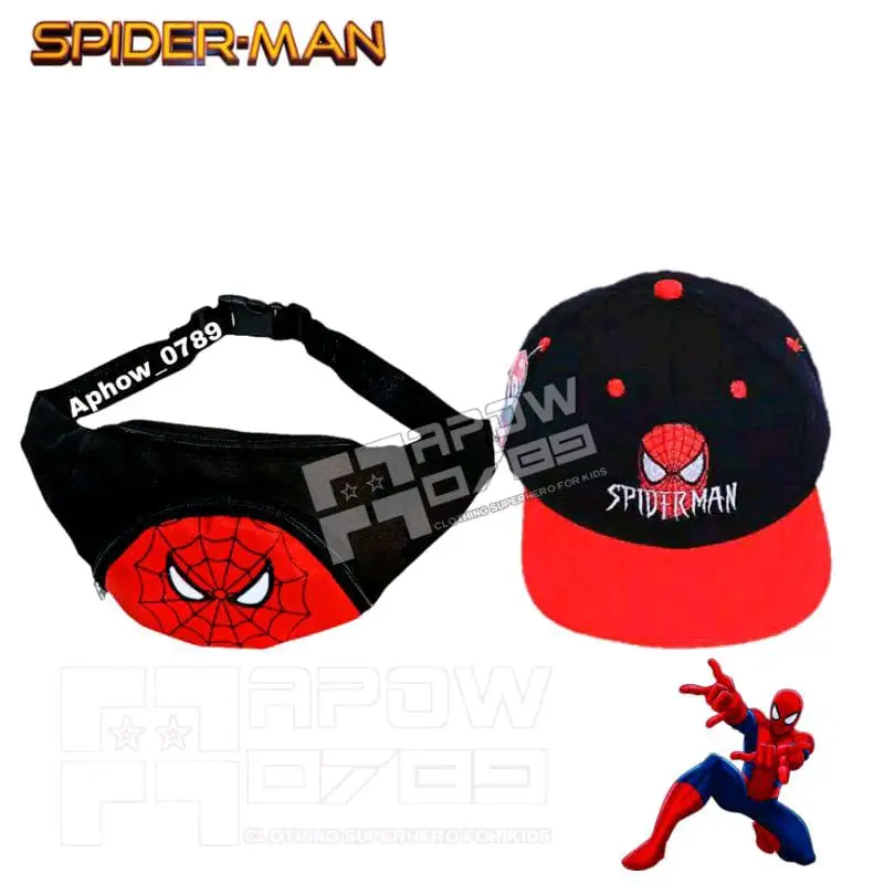 waistbag anak laki laki karakter superhero free topi - tas anak