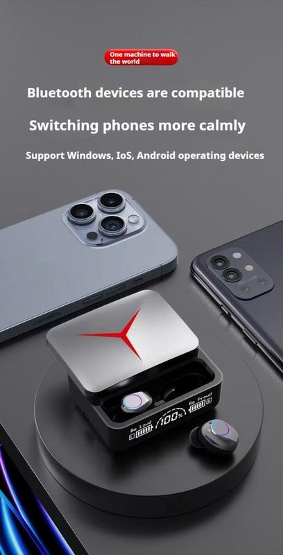 Product Introduction of [2 Freebies: 1 Game Sleeve+1 Finger Holder] M90 TWS Bluetooth 5.3 Earphones Wireless Headphones Touch Control Gaming Headsets HIFI Stereo Sound Noise Reduction With Mic 34