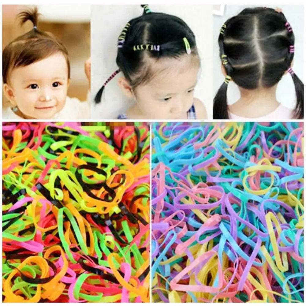 400pcs Women Baby Girl Plaits Hair Rope Tie Rubber Hair Band Ponytail Holder