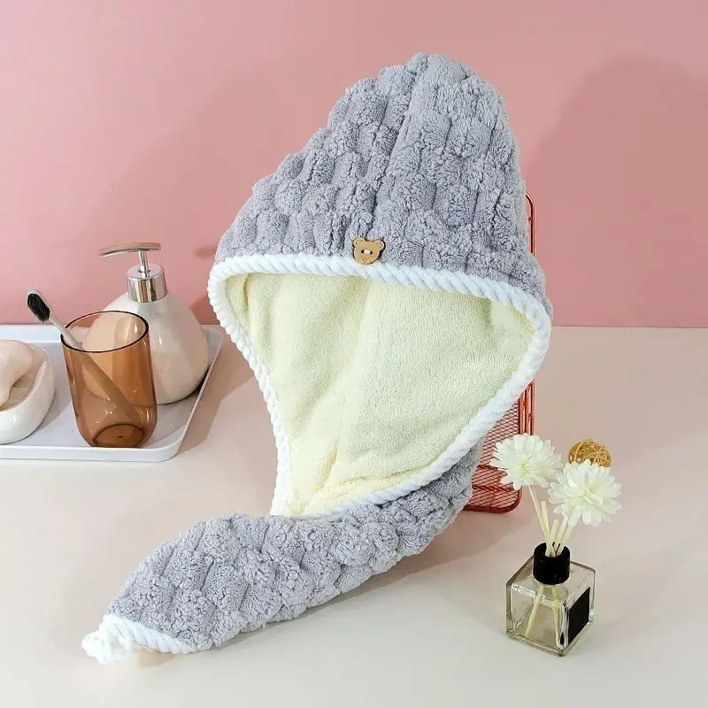 Hair-Drying Cap Super Strong Suction Quick-Drying Thickening Hair Washing Towel Headscarf Scrubbing Head Double Layer Hair-Drying Cap