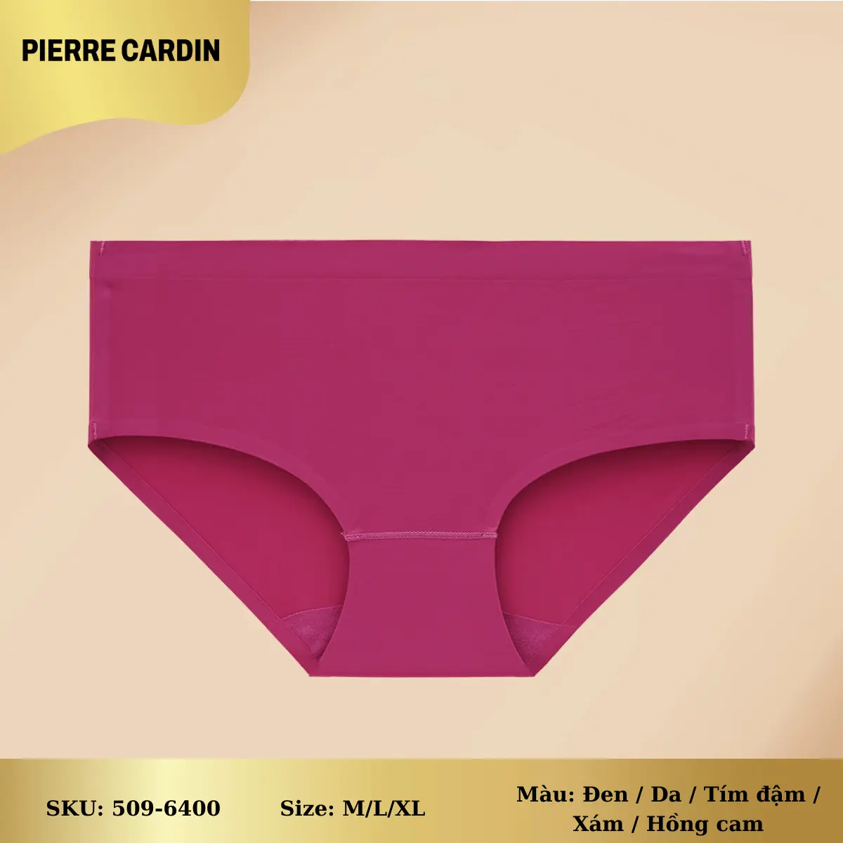 Quần lót nữ 509-6400 nhãn hiệu Pierre Cardin, dạng su trơn, ép viền