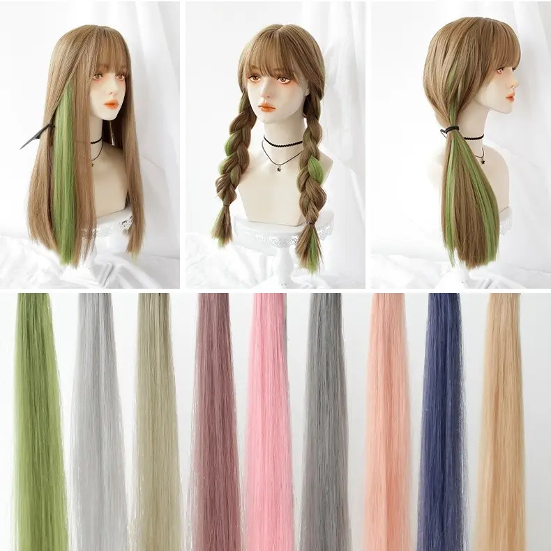 HIGHLIGHT WIG / HAIR CLIP RAMBUT PALSU WANITA ON / EXTENTION LURUS 50CM - 60CM tinsel  hair 3