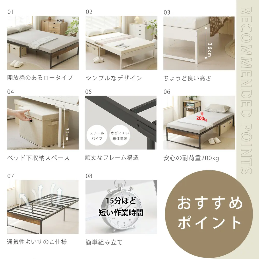 ダブルD】ベッドフレームパイプベッドダブルDベッドパイプ+ウッド