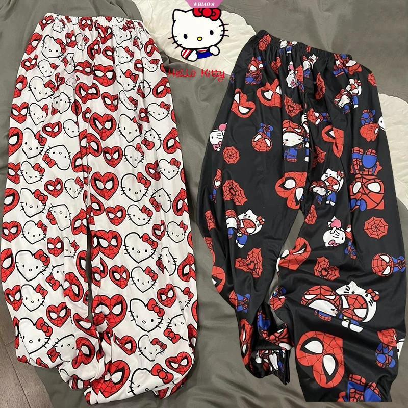 Quần Dài Ngủ Hoạt Hình, Hello Kitty Và Người Nhện, Dáng Rộng Vừa Vặn, Làm Bằng Bông, Thích Hợp Cho Phụ Nữ Và Nam Giới, Quần Dài Ngủ, Đồ Mặc Nhà, Thích Hợp Cho Bé Gái, Đồ Ngủ Áo Baggy 7