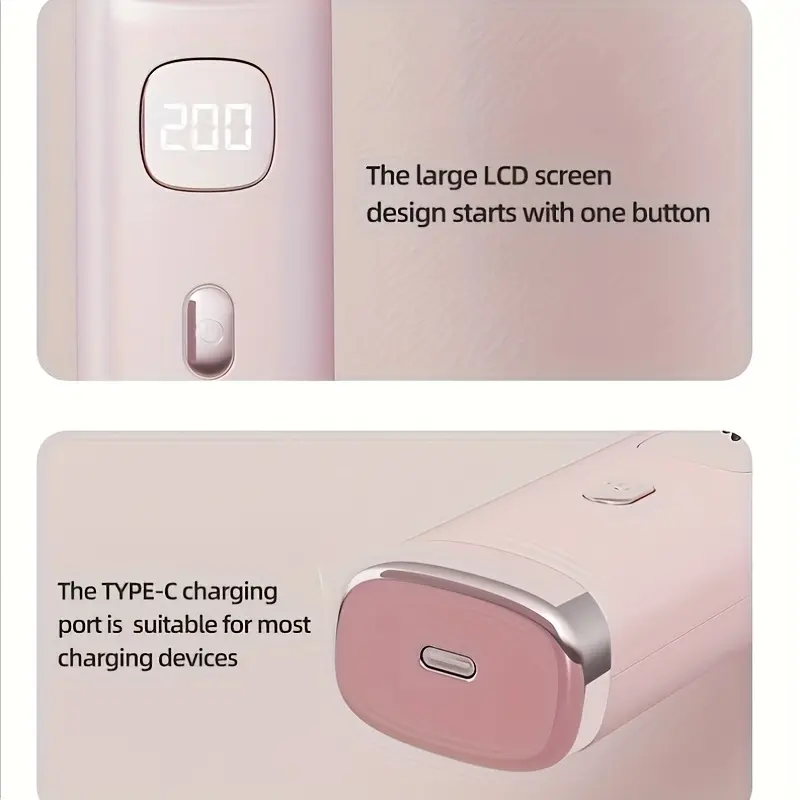 Máy Duỗi Và Uốn Tóc Cầm Tay Màu Hồng Thời Trang, 2 Trong 1, Không Dây, Có Thể Sạc Lại USB, Với Pin Lithium 4000mAh, 4 Nhiệt Độ Có Thể Điều Chỉnh, Công Nghệ Chống Bỏng Và Ion Âm, Để Tóc Mượt Mà Và Phát Triển, Hoàn Hảo Để Sử Dụng Tại Nhà Và Du Lịch 5