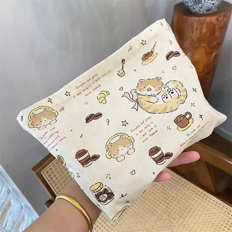 Túi Đựng Mỹ Phẩm, In Hình Mèo Con Cà Phê Mới, Dung Tích Lớn, Cầm Tay, Thích Hợp Cho Các Vật Dụng Nhỏ Túi Buggy, Lý Tưởng Cho Du Lịch, Túi Đựng Mỹ Phẩm Son Môi