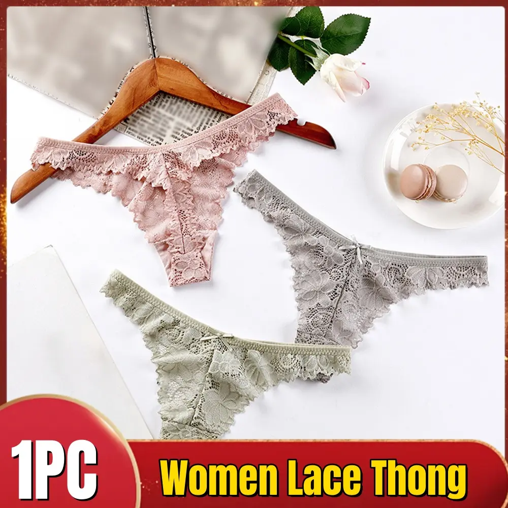 [Giảm giá chớp nhoáng] Quần lót ren lọt khe nữ M / L / XL cạp thấp khoét rỗng G-String Đồ lót nữ không đường may trong suốt T-Back Quần lót thân mật màu trơn