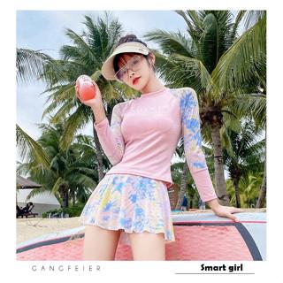 Đồ bơi nữ kín đáo dài tay, Bikini nữ giả váy có đệm ngực và quần lót trong vải mềm mại dáng Sport vải Thun 6