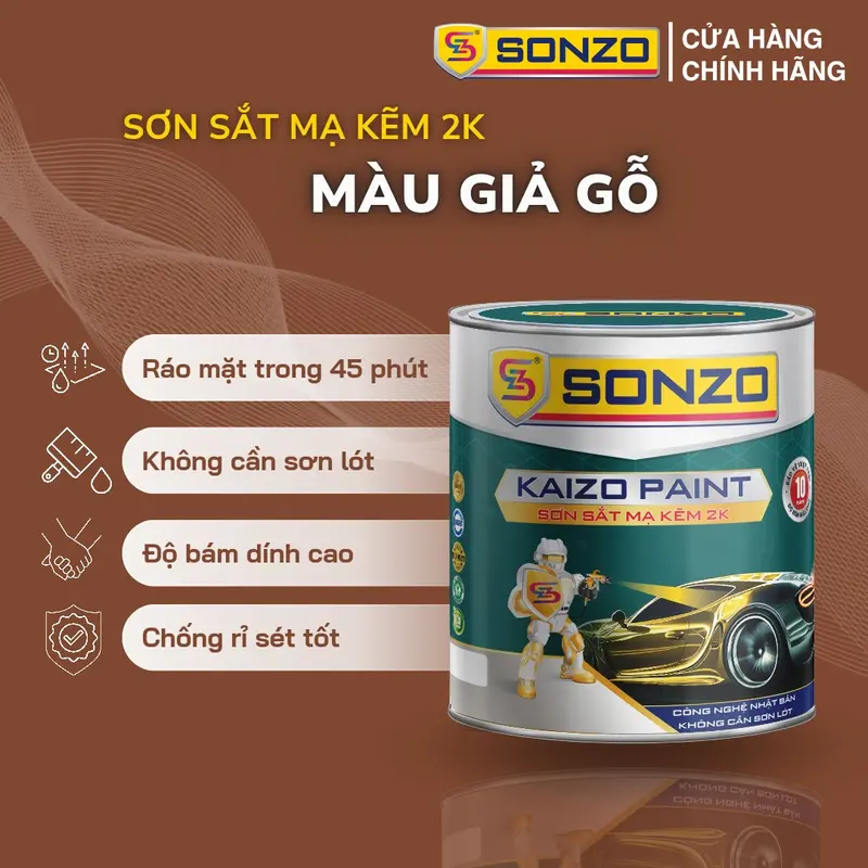 Sơn SONZO Acrylic 2k_Màu Giả Gỗ 1KG_Sơn phủ Sắt, Kẽm, Inox...độ bền lên đến 10 năm 0