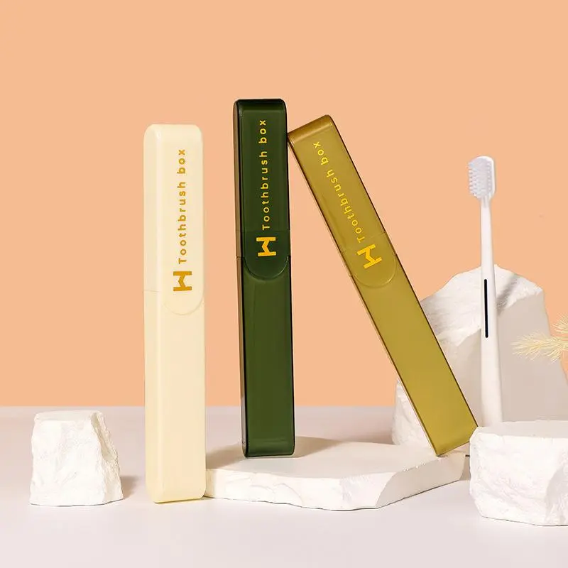 Light Luxury Style Hot Stamping Travel Portable Toothbrush Box Minimalist Wind Japanese Style Toothbrush Protection Box Dustproof Toothbrush Storage Box