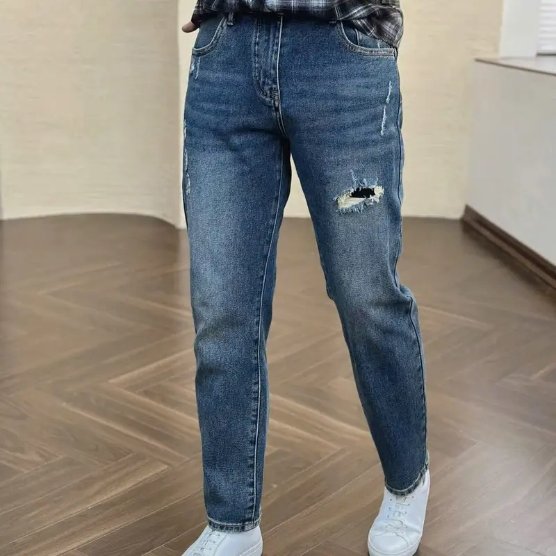 QJ 47 Quần jean nam màu xanh kiểu rách trẻ trung thoáng mát Fashion 24H QJ47 Menswear Có Túi Tre 5