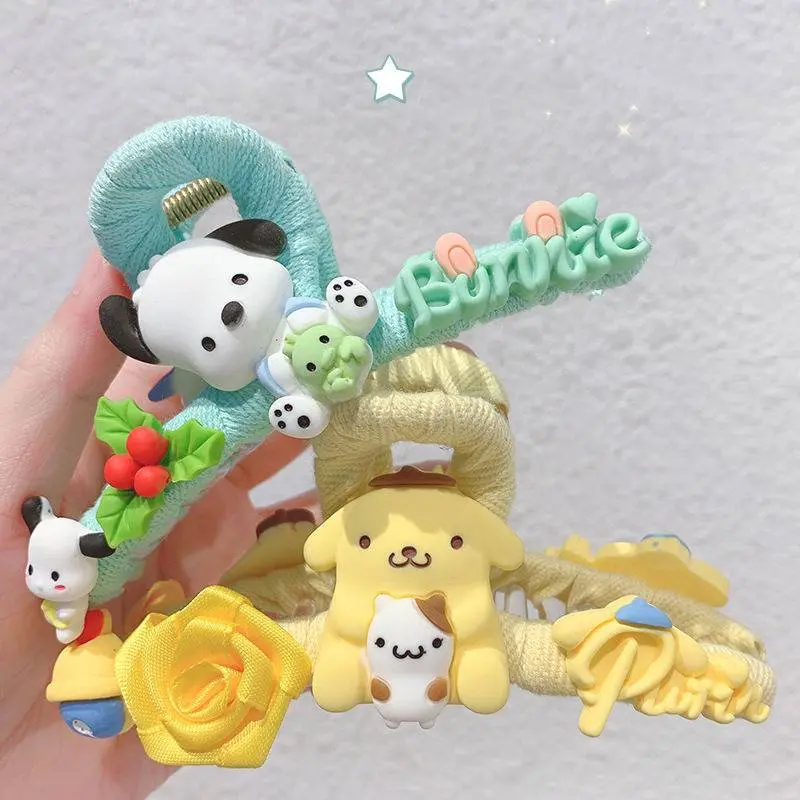 Sanrio claw clips hair Cinnamoroll Kuromi Melody PomPomPurin Pochacco HairClips Headdress Women Hair
