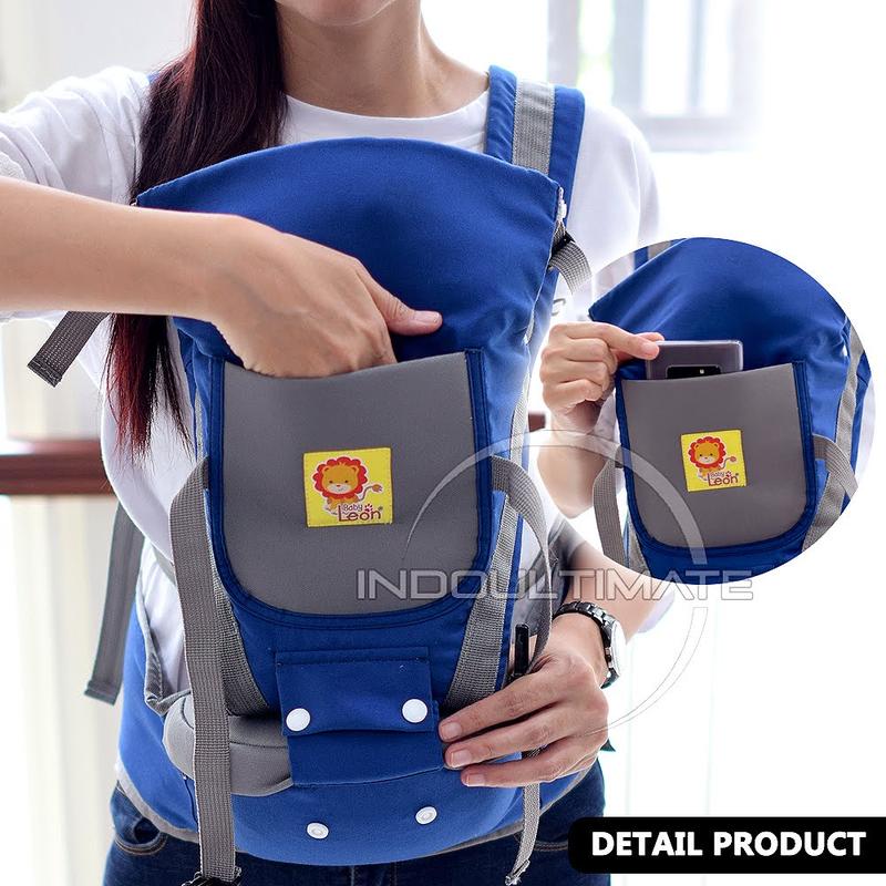 5in1 Gendongan Bayi Hipseat BABY LEON Depan Multifungsi + TOPI (0-3 Tahun) Anti Capek Kanguru by-60 geos Gendongan Instant Simple 0
