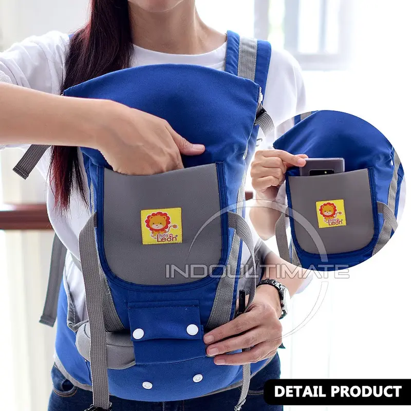 5in1 Gendongan Bayi Hipseat BABY LEON Depan Multifungsi + TOPI (0-3 Tahun) Anti Capek Kanguru by-60 geos Gendongan Instant Simple 0
