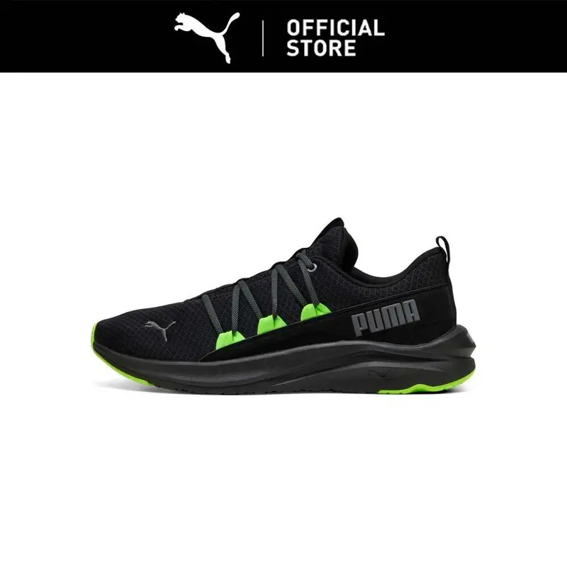 PUMA Sepatu Lari Pria Softride One4all Black-Green Glare-Cool Dark Gray