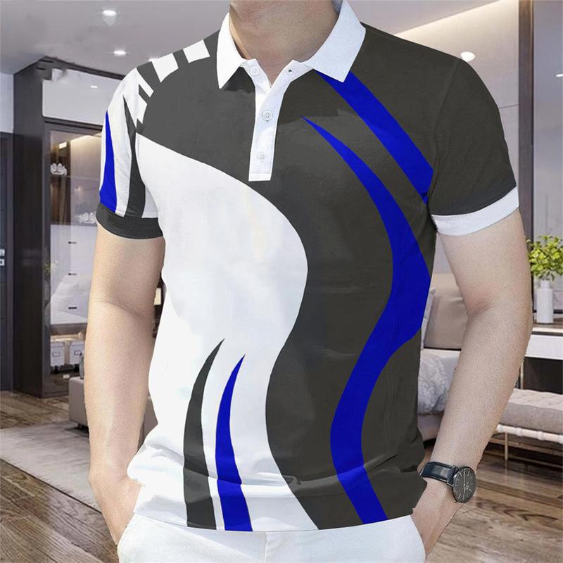 Product Introduction of Áo Polo Nam, Phong Cách Công Sở Thường Ngày Họa Tiết Gradient Hình Học, ngắn Tay, Chất Lượng Cao, Dành Cho Nam Menswear Có Cổ Shirt 9