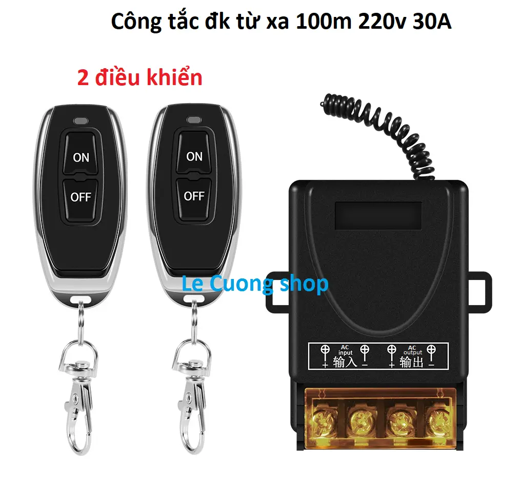 ( 2 remote) Bộ công tắc điều khiển từ xa 220V/30A-100M bật tắt thiết bị điện công suất lớn.Đóng ngắt bằng rơ le cho độ bền cao, an toàn, chất lượng tốt