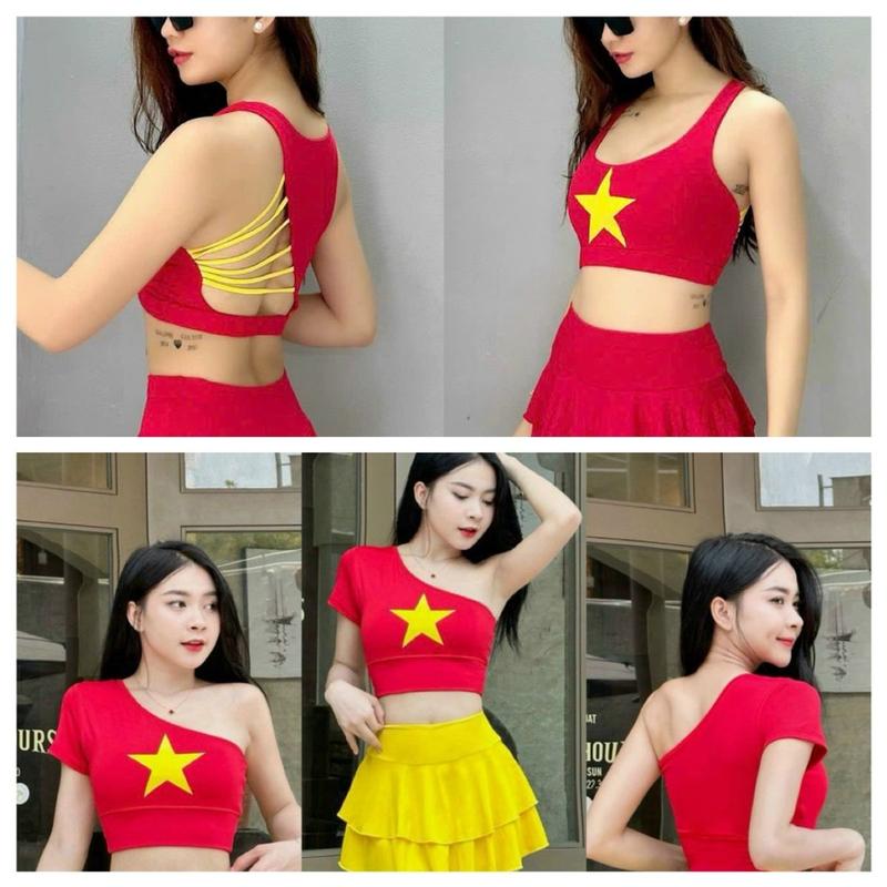 Product Introduction of [Nhiều mẫu] Áo Thể Thao Nữ Bra Croptop Áo Cờ Đỏ Sao Vàng Việt Nam Thun Lạnh Cao Cấp Chạy Bộ Sport Tập Gym Tập Thể Dục Yoga 15