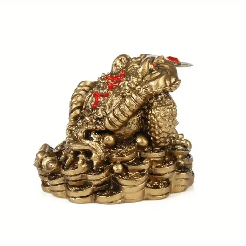 Tượng Thiềm Thừ Tài Lộc Vàng, Đồ Trang Trí Phong Thủy Trung Quốc, Đồ Thủ Công Bằng Resin Để Giúp Thành Công Kinh Doanh, Trang Trí Bàn Làm Việc, 1,97inch thần  tài  mini cóc  ngậm  đồng  tiền 4