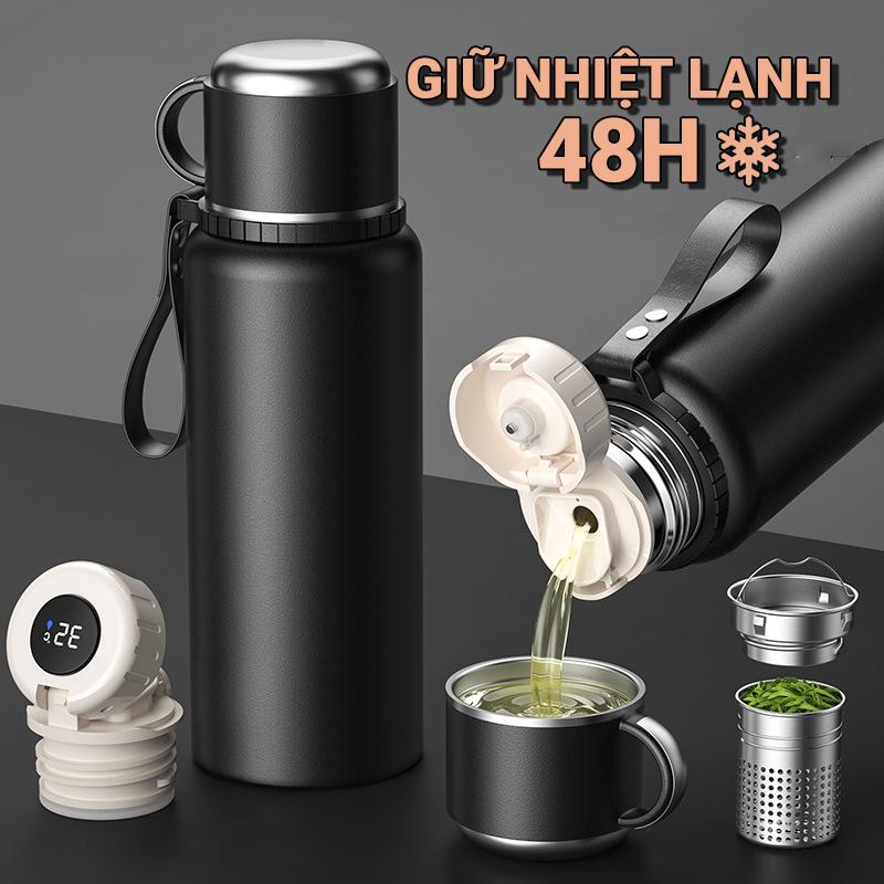 HCM Bình giữ nhiệt NIUMI 48h 316 hiển thị nhiệt độ và nắp có tay cầm