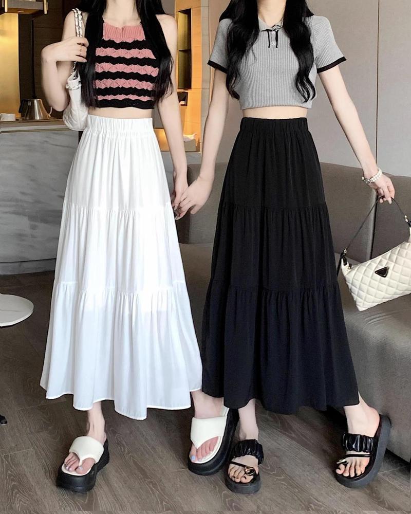 Product Introduction of White Cake Dress Skirt Women's Summer High Waist Pleated Skirt Mid-Length A- line Skirt Small Umbrella Skirt Pettiskirt A- line Skirt Girls' Dress 5