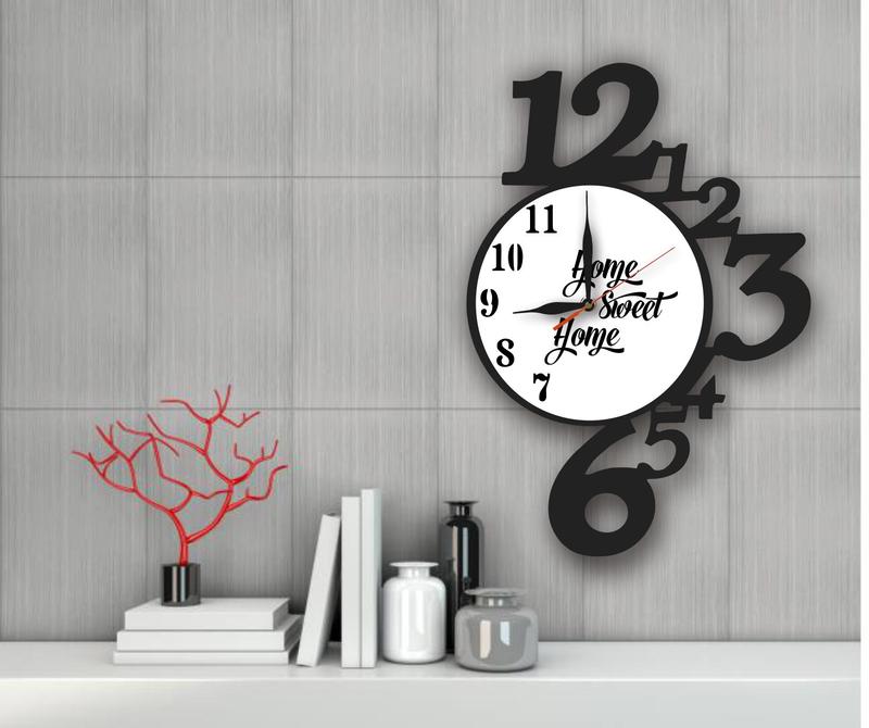 Jam Dinding Ukir Sweet Home Hiasan dingding Ruang tamu/ kamar tidur/Dll Kayu 3
