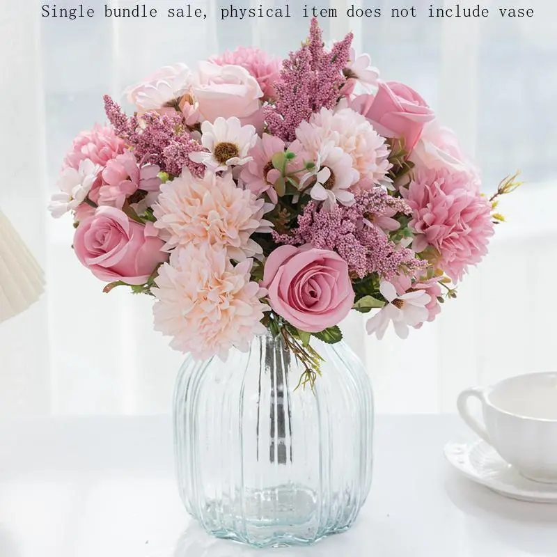 Artificial Flower Bouquet for Home Decor, Faux Rose & Peony Bouquet, Decorative Dahlia Flowers For Home And Wedding Party, Room Decor, Peonies Bouquet, Roses Bouquet, Eternal Flower Bouquet, Flower Design 6