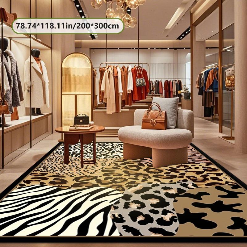 Leopard Print Floor Mat, Non-slip Soft Floor Carpet, Rectangle Home Decorative Mat for Living Room Bedroom Study Room, Home Decor 2