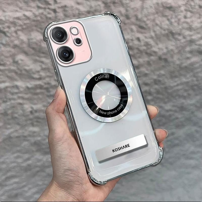 Casing cocok untuk  Oppo Reno14 F   Kasing ponsel braket magnetik empat sudut-DDSJFSK