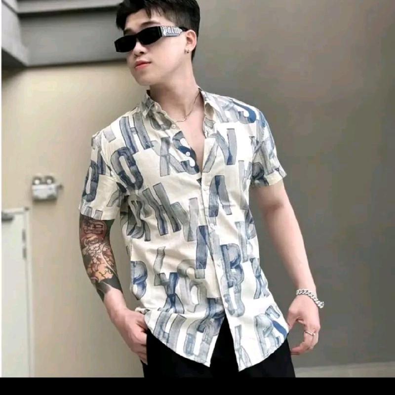 Áo Sơ Mi Nam Ngắn Tay Chất Liệu Lụa mango Chất Liệu Vải dày dặn Đứng phom Menswear kate Có Cổ 0