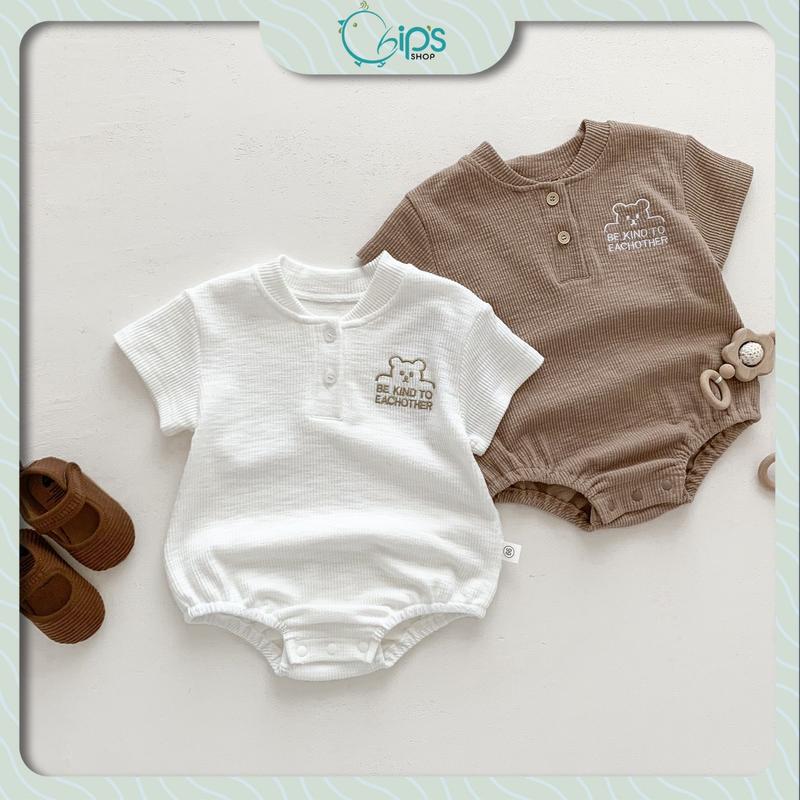  Body chip gấu dễ thương cho bé trai bé gái 3-10kg. Bộ đồ liền thân gấu chất cotton tăm cho bé mang hàng ngày 