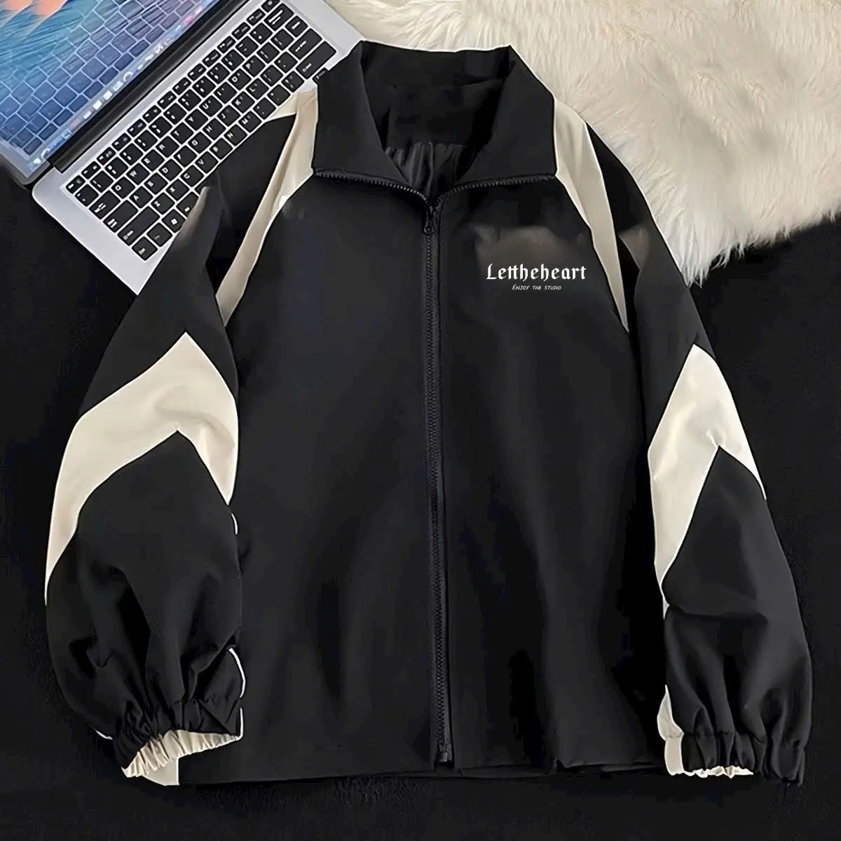 Áo khoác dù in  cực kì dày dặn , phong cách cool ngầu cực kì chất Menswear biker xám Chỉ giặt tay casual philipp plein t1 cktg 2024 bomber  nỉ  nam