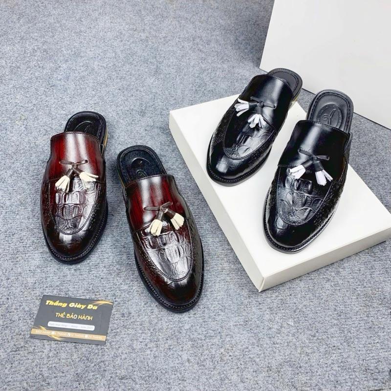 Giày Sục Nam Cao Cấp Sục Vân Cá Nơ Da