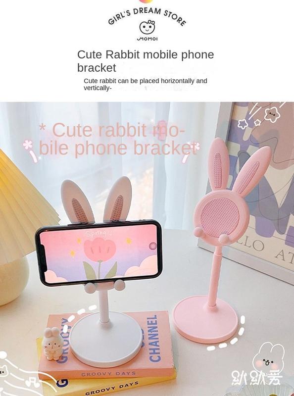 Product Introduction of Adorable Rabbit Mobile Phone Bracket Adjustable Desktop Super Stable Lazy Bracket Binge-Watching Tool Accessories Cellphone Smartphone Stand Mount 1