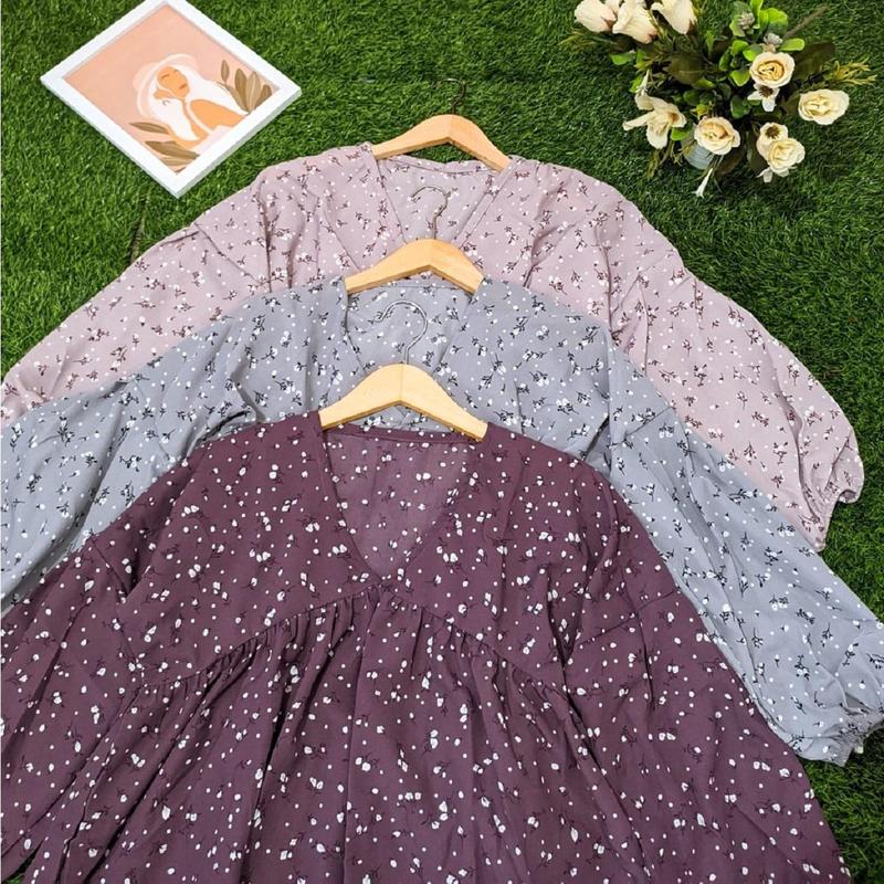 V BLOUSE SESA FLOWER KOREAN STYLE VINTAGE Wanita / SESA BLOUSE KOREAN LOOK Atasan Wanita Floral Casual Baju 2