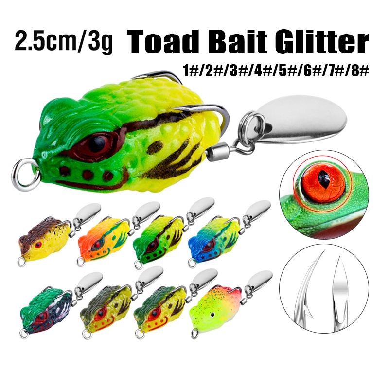 Mồi Ếch Thái Lan Mềm , Mồi Câu Cá Nhái Hơi Lưỡi Độ Muối Tiêu Mini , 1 Cái , 2.5cm/3cm găngtaythủmôn grip3 Đi Câu Fishing Fish Lure Bắt Cá