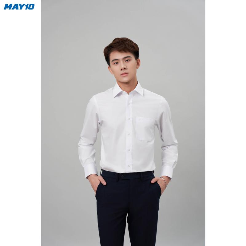  Sơ mi nam dài tay May 10 - # AT049   màu trắng   
