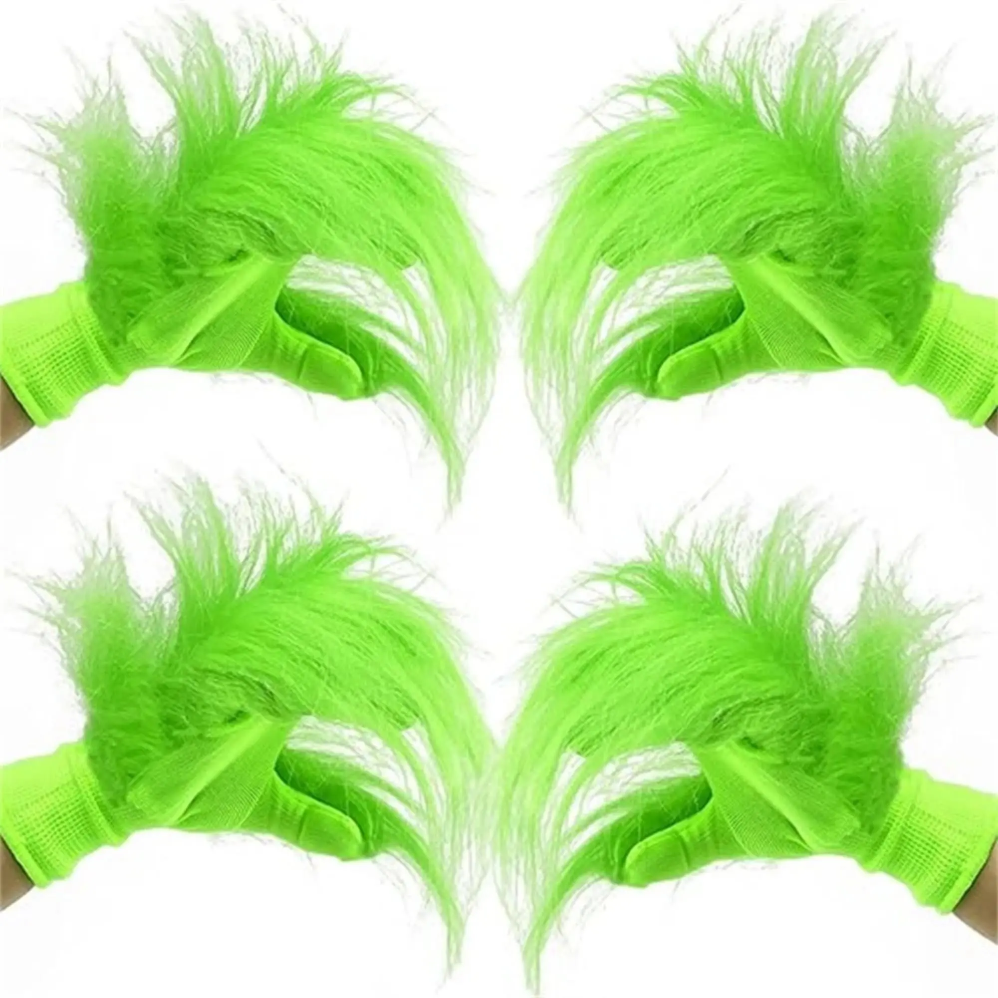 Green Gloves, 2 Counts/set Punk Style Fuzzy Gloves, Cosplay Photo Props & Performance Accessories for Party, Festive & Party Supplies, Masks