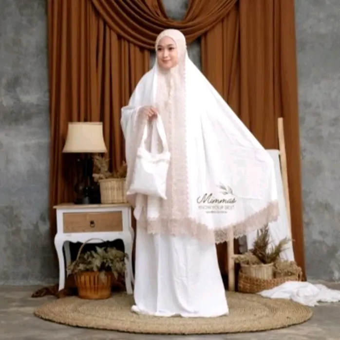 mukena dewasa prada jumbo Polos, mukena renda Katun