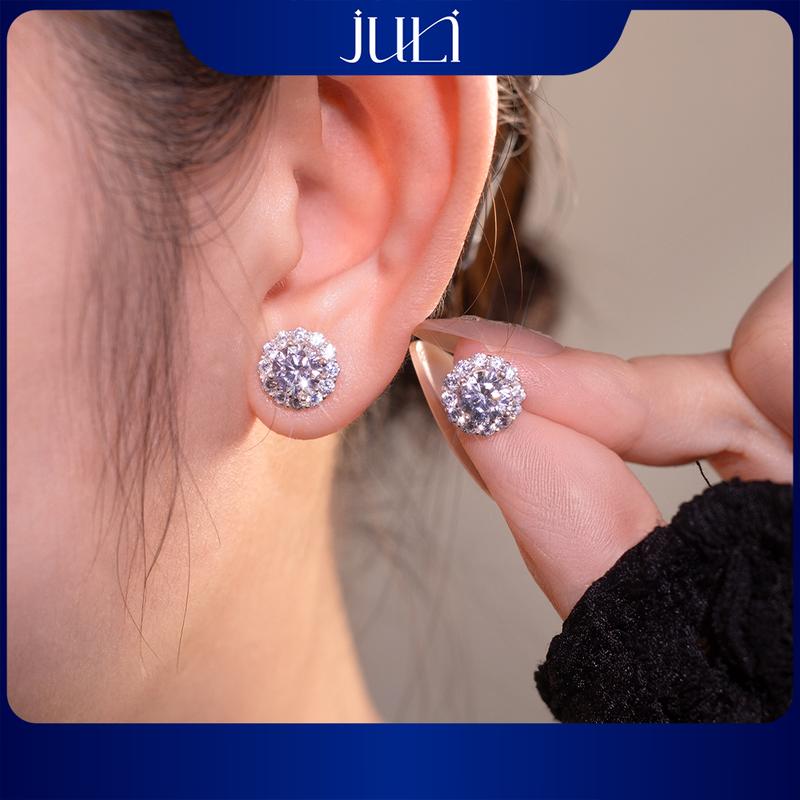 Khuyên Tai Đính Kim Cương Nhân Tạo 6LI Dành Cho Nữ | Hiện Đại - Quý Phái - Đeo Vào Sáng Da | KT5668 JULI
