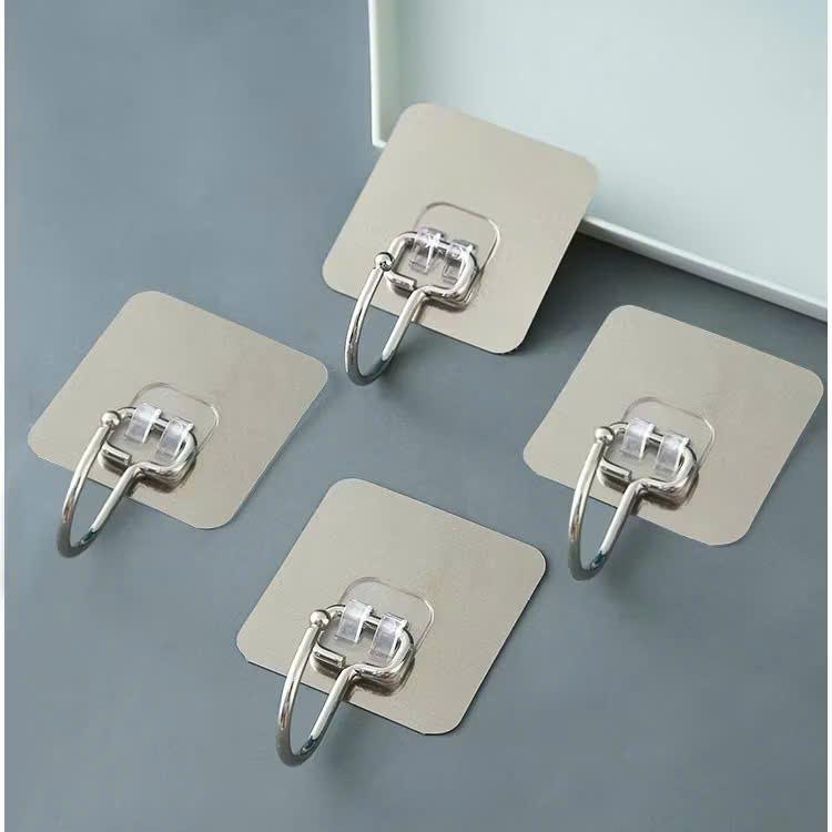 SET 100 Móc Dán Tường Siêu Dính Chịu Lực Inox 304, Móc Dính Tường Treo Đồ Quần Áo Đồ Dùng Đa Năng Tiện Ích