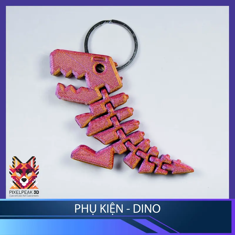 PixelPeak3D - Phụ kiện - Móc khóa xoay giảm stress - Khủng long Dino Flex !!! 2