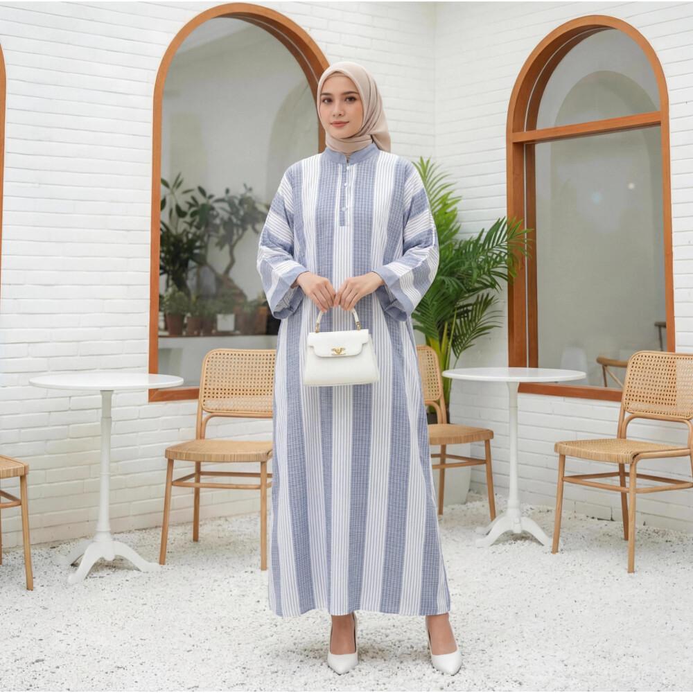 Asaya Gaun Gaya Elegan Kasual Lengan Panjang Dengan