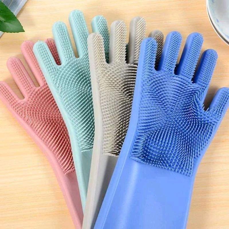 Găng Tay Rửa Bát Silicon Có Gai Tạo Bọt Đa Năng