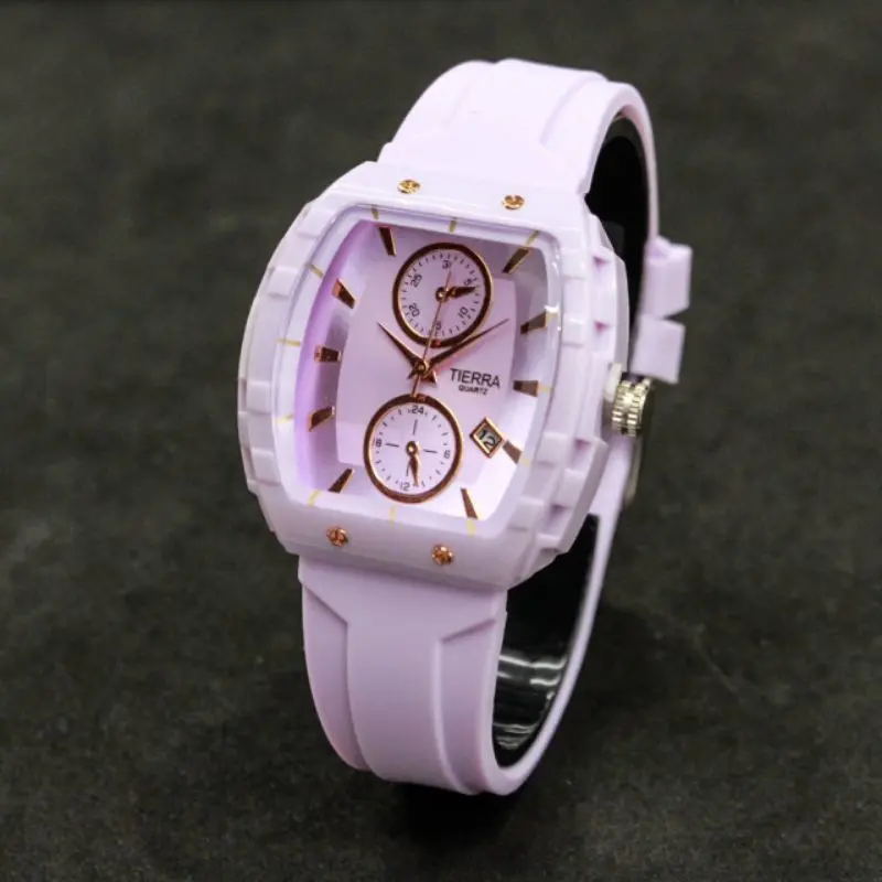 JAM TANGAN WANITA TIERRA TR-2202 FASHION ORI TANGGAL AKTIF TALI RUBBER 4