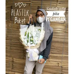 Plastik opp buket 5pc sudah ada pita pegangan